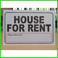 HOUSE FOR RENT Hard PVC Signage 7.8x11 inches