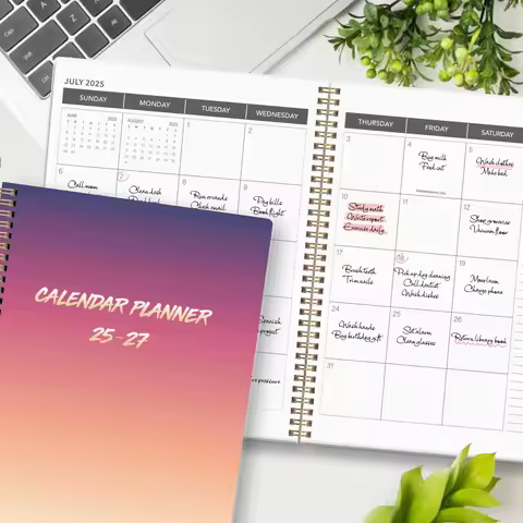 2025.7-2027.6, 2-Year Monthly Planner, Weekly Plan, Daily Notebook, Calendar Book, with A4 Size Page