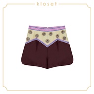 KLOSET Embellished Shorts (AW18-P001) กางเกงขาสั้นพิมพ์ลาย ปักดีเทล