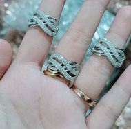 Cincin wanita model maya double full permata ganam mewah anti karat titanium