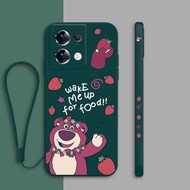 Phone case for oppo a7 oppo a5s oppo a12 oppo a9 2020 oppo a5 2020 oppo a72 oppo a73 silicone cove LOTSO STRAWBERRY BEAR cute and funny camera protection anti-skid strap lanyard