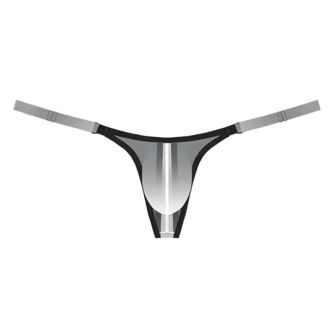 Men Adjustable Transparent Strap Gstring LowRise Underwear Pouch Gay Thong Brief Soft Underwear Gay 