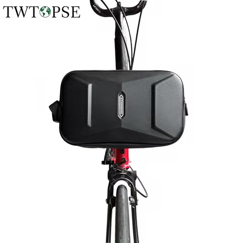 TWTOPSE Hard Shell Bicycle Front Bag For Brompton Folding Bike A C P Handlebar With Metal Holder Fit