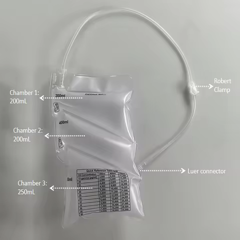 200 400 750 mL Three Volume Chamber Sizes Ozone Insufflation Bag for Rectal