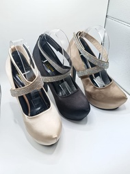 PANTOFEL WANITA TRENDI HAK TINGGI 12CM BERBAHAN SATEN PREMIUM
