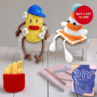 Crochet Kit: Popcorn, Ice Cream Cone, Large French Fries DIY Tool Kit, Includes Instruction Manual a