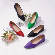 Women's Lychee Pattern Flat Shoes, Casual Point Toe Slip On Shoes, Lightweight & Comfortable Shoes