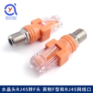 Rj45 to Inch F Female/BNC Female Radio Signal Coaxial Video Cable Conversion Joint 8P8C Crystal Head