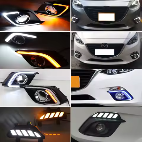 2Pcs DRL For Mazda 3 Mazda3 Axela 2014 2015 2016 LED Daytime Running Lights Daylight Fog lamp with t
