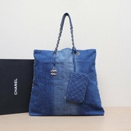 CHANEL 26開銀扣漸變丹寧牛仔托特包肩背包