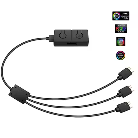5V To 12V RGB Transfer Hub with 3-Way Splitter 5V ARGB To 12V RGB Converter Sync with Motherboard Bu