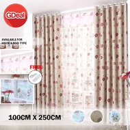 GDeal Hook & Rod Type Beautiful Flower Patterned Curtains Blackout Drape Window Curtain (100cm x 250
