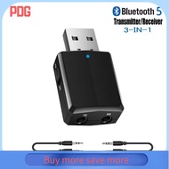 PDG Mini 3.5mm Stereo Wireless Dongle Speaker Headphone Sound Card Music Audio Receiver USB Transmitter 3 in 1 Bluetooth 5.0 Adapter