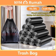 NYM Home Plastic Trash Large Rope Plastic Trash Bag Roll Trash Bag Black 15L/16L/20L Trash Can