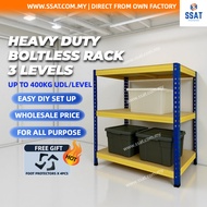 BOLTLESS RACK 3 LEVEL, WAREHOUSE RACK, DIY STORAGE RACK, RAK BESI, RAK BERTINGKAT, RAK STOR, 置物架, 货架