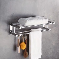 Bathroom Towel Rack Stainless Steel Storage Shelf Long 30cm 35cm 55cm 65cm 75cm Wall Mounted No Dril