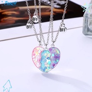PANSIE 3Pcs BFF Necklaces, Friendship Jewelry Friendship Matching Heart Pendant Necklace, Alloy Cute