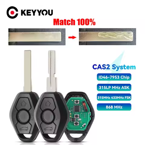 KEYYOU With Cutting Service Remote Car Key ID46 For CAS2 CAS 2 BMW E87 3 E46 5 E60 E61 E63 E64 5 6 S