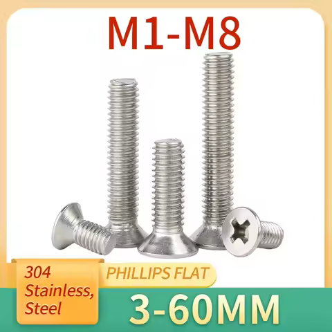 20-200pcs M1 M1.2 M1.4 M1.6 M2 M2.5 M3 M3.5 M4 M5 M6 M8 Cross Phillips Flat Countersunk Head 304 Sta