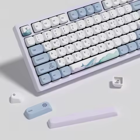 KBDiy Ocean Whale Korean Keycap MAC KOA Cute PBT Keycaps For aula F87 Pro Wireless Bluetooth Mechani