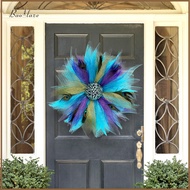 Peacock Feather Wreath Spring Wreath Decor Wall Hanging Artificial Round Front Door Flower Wreath fo