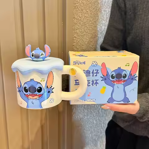 Cute Stitch Creative Ceramic Cup Cartoon Office Coffee Milk Mug Anime High-quality Drinkware Kawaii 