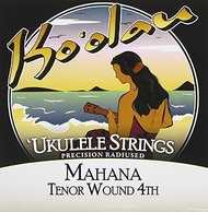 KO'OLAU STRINGS MAHANA TENOR WOUND 4TH Tenor Ukulele Strings Set (Clear Nylon, 4 Strings Only), Low-G)