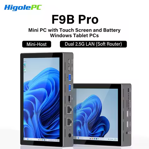 Higole F9B Pro 7'' Intel N95 Mini PC Windows 11 WiFi5 8/16G 128/512GB 5000mAh Dual 2.5G LAN Desktop 