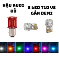 [VG414] Red audi LED tail lights + 2 T10 v2 LED lights mounted on demi (fog) mounted on motorbikes a