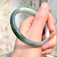 冰種 天然翡翠 緬甸翡翠 A玉 玉鐲 • 糯冰種油青半山水翡翠福鐲
