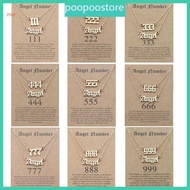 POOP 2Pcs Unique Angel Number Necklace 111 222 333 444 666 777 Numerology Pendants Chokers Chain for