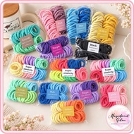 🇲🇾50pcs Hair Ties High Elastic Hair Bands Seamless Rubber Band Black Hair Ties Getah Rambut Hitam Bi
