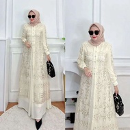 Hayya Dress Maxi Panjang Brukat Mewah Elegan Bahan Ceruty Premium Import Kekinian Longdress Brokat Gamis Brukat Wanita Remaja Kondangan Acara Formal Baju Terusan Busana Muslim