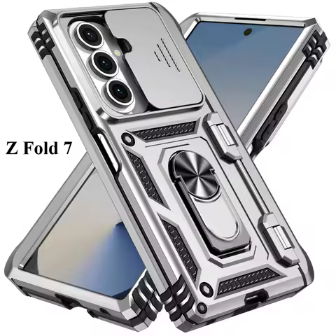 For Samsung Z Fold 7 Fold7 Case Car Magnetic Ring Stand Slide Camera Armor Shockproof Cover For Sams