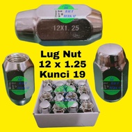 ISI 10 PCS mur racing 12x1.25 kunci 19 mur roda racing 12x1.25 kunci 19 panjang 3.5cm mur baut roda 