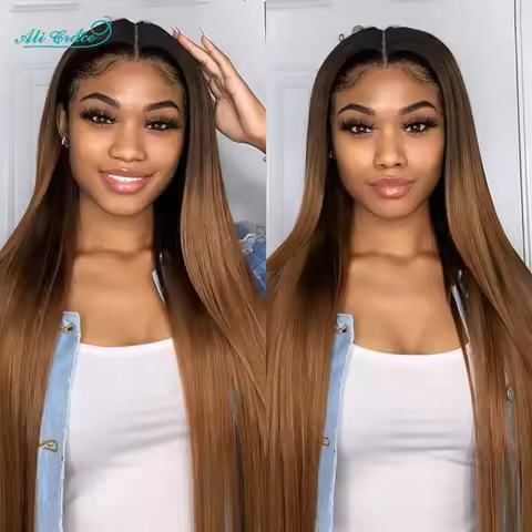 Ali Grace Hair T1B/30 Color Straight Lace Closure Wig with Baby Hair Brazilian Straight Hair 4x4 Lac