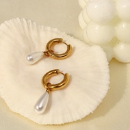 Classic Round Earrings Ladies Medical Titanium Steel 316 Fashion Jewelry Pearl Trendy Earrings Gold 