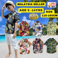 (5yrs - 14yrs)Baju Hawaii Budak Beach Wear T-shirt Hawaii Style Shirts Short Sleeves Kids
