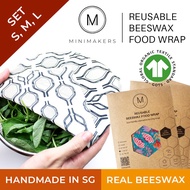 Set of Multi-Size Beeswax Food Wraps / Minimakers/ cling wrap alternative/ wax paper