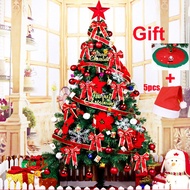 (WY) 【New Product】Ready Stock 4/5/6/9 Ft Golden Red Christmas Tree Decoration Full Set Deluxe Package Enc