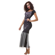 Halloween Fishtail Skirt Costume - White Gauze for Spooky Games