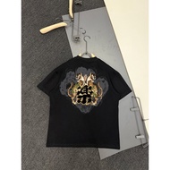EVISU/God of Fortune 2026 Classic Round Neck Short-Sleeved T-Shirt Men Women Style Summer Street Sty