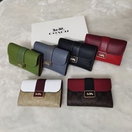 COACH CC059金屬馬微標按扣手拿中號錢包 銀包 女款 灰色