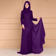 Plus Size Elegant Muslimah Baju Raya Tutup Aurat Kurung Abaya Robe Prom Gown Dinner Evening Dress Ma