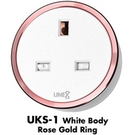 Line8 UKS-1 Power Track British Premium Socket Unit (White Body) (Rose Gold Ring)
