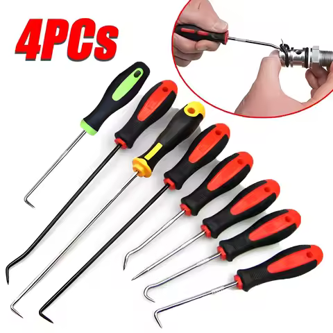 4PCs Car Long Hook Gasket Puller Removing Repair Tools Screwdriver Set Car Oil Seal O-Ring Seal Auto