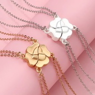 Four-Leaf Clover Stitching Necklace Magnet Alloy Pendant Parent-Child Set Good Friend 4-Person Combi