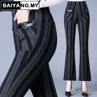 M-4XL High Waist Long Bootcut Pants Women Plus Size Stripe Flare Casual Black Grey Office Formal Vog