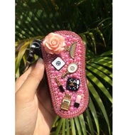 GANTUNGAN Bling STNK Wallet, Pink Channel Car Keychain