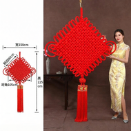 BAIFULING | New Chinese Style Large Red Velvet Chinese Knot Foyer Decoration
